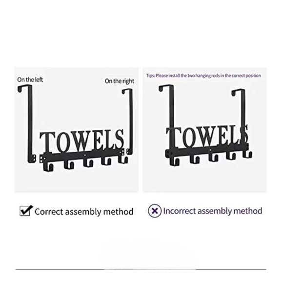 Over The Door Towel Rack Bathroom Organizer; Over The Door 5 Hooks Door Hanger - Picture 6 of 6